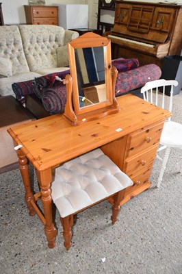 Lot 304 - Modern pine dressing table with mirror and stool