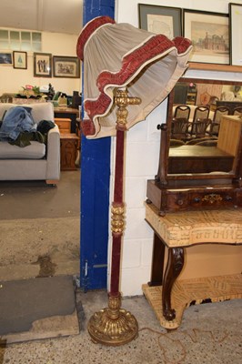 Lot 329 - A gilt finish and velvet covered standard lamp...
