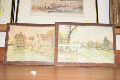 Lot 339 - A pair of small continental river scenes...
