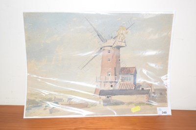 Lot 348 - Arthur Davies, watercolour study of Cley Mill