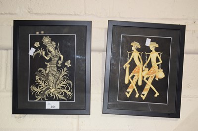 Lot 351 - A pair of Asian figural prints in black frames