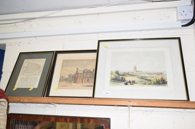 Lot 210 - Coloured print New Town Hall, Cromer together...