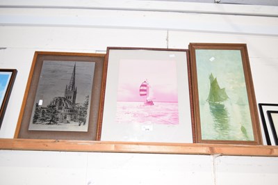 Lot 218 - A steel picture of Norwich Cathedral together...