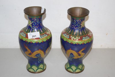 Lot 201 - A pair of 20th Century Cloisonne vases