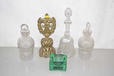 Lot 205A - Mixed Lot: Brass doorstop, green glass ashtray...