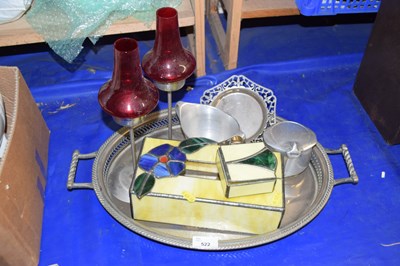 Lot 522 - Stained glass tissue box and trinket box...