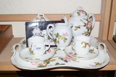 Lot 638 - A Limoges A-Lanterne pink floral breakfast set