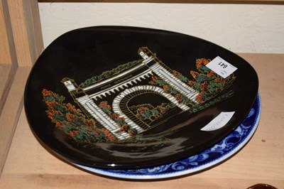 Lot 641 - A French black decorated dish and a Royal...