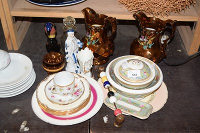 Lot 642 - Assorted ceramics including copper lustre jugs