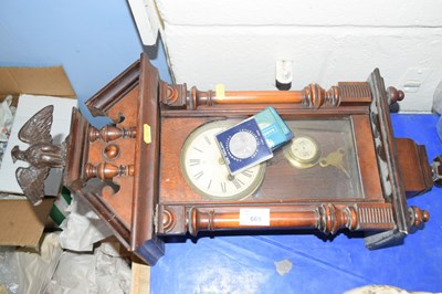 Lot 665 - Wooden mantel clocks, commemorative crowns etc