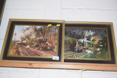 Lot 565 - A pair of coloured prints of locomotives after...