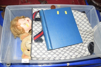 Lot 569 - A vintage doll, a vintage teddy bear, junior...
