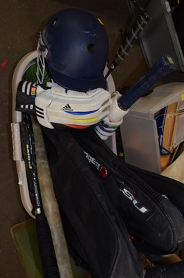 Lot 711 - One box of various tennis rackets and other items