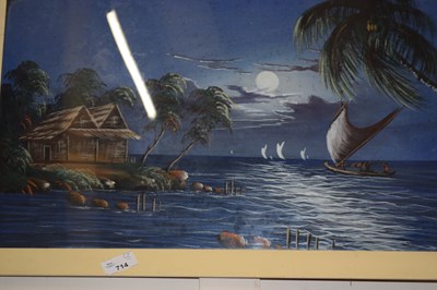 Lot 714 - Framed study of a moonlit ocean scene