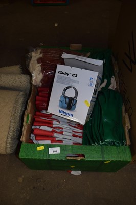 Lot 808 - Box of as new work gloves and headphones