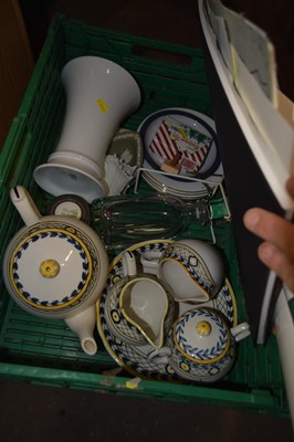 Lot 810 - One box of various dinner wares, pictures etc
