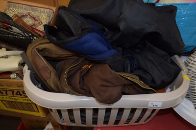 Lot 816 - One box of various horse harness, wax jacket etc