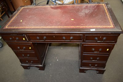 Lot 824 - A reproduction twin pedestal office desk