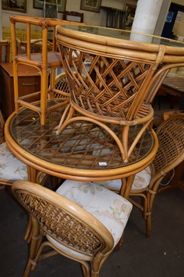 Lot 826 - A bamboo conservatory table with four chairs...