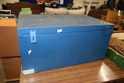 Lot 837 - A blue painted steel trunk