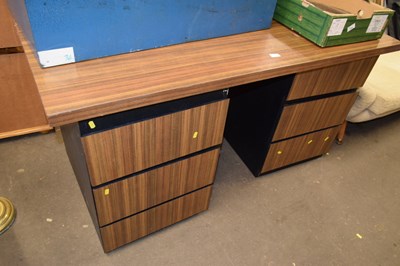 Lot 838 - A vintage melamine finish twin pedestal desk
