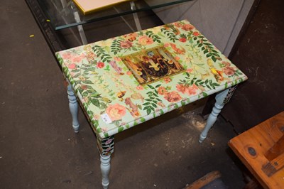 Lot 879 - A decoupage and painted side table