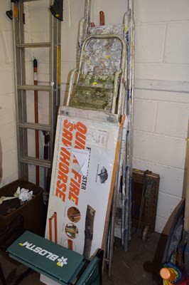 Lot 903 - A Quick Fire saw horse, a garden kneeler/seat...