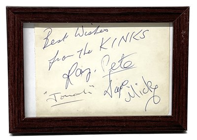 Lot 349 - A framed card containing autographs of The...