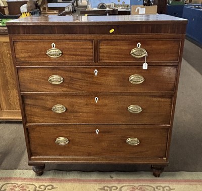Lot 370 - Late Georgian mahogany chest of two short over...
