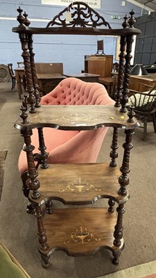 Lot 392 - A Victorian rosewood and inlaid four tier what-...