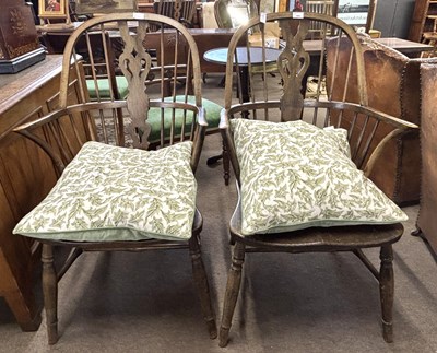 Lot 404 - A pair of late 19th Century elm seated Windsor...