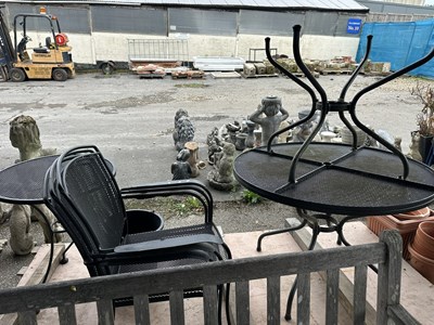 Lot 223a - 3 metal garden Tables and various similar Chairs