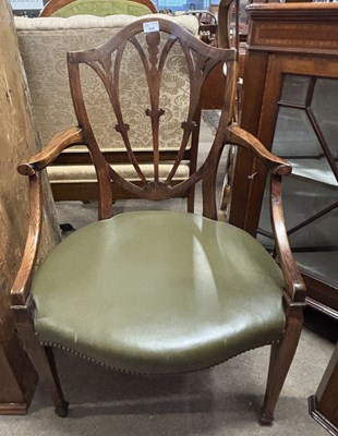 Lot 420 - A Georgian mahogany armchair with shield...
