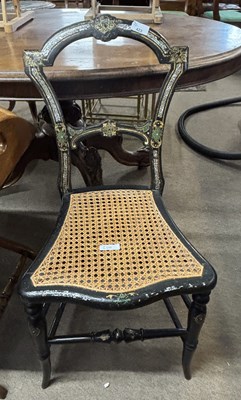 Lot 423 - A Victorian black lacquer and mother of pearl...