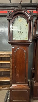 Lot 431 - A Georgian long case clock with arched painted...