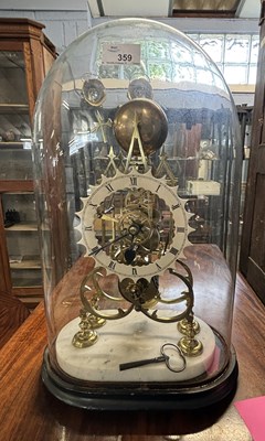 Lot 359 - Brass skeleton clock of gothic type design,...