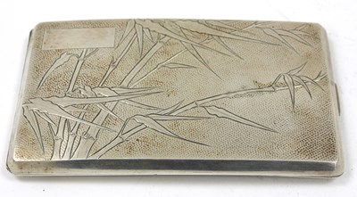 Lot 182 - A Japanese white metal cigarette case of...