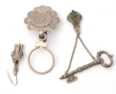 Lot 184 - Mixed Lot: An Austrian silver chatelaine clip,...