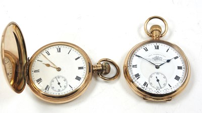 Lot 231 - A lot of two rolled gold pocket watches, one...