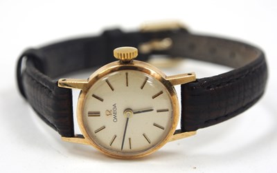Lot 238 - A 9ct gold cased ladies Omega, stamped 375 on...