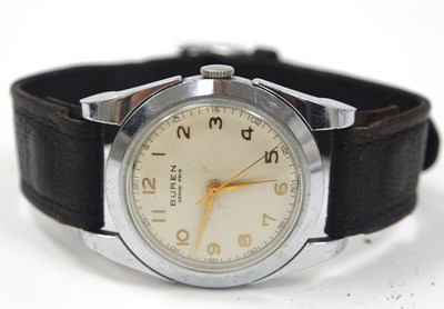 Lot 246 - A stainless steel Buren Grand Prix gents...