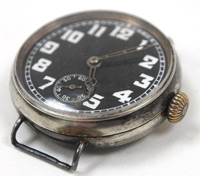 Lot 252 - A white metal gents Trench watch stamped 925...
