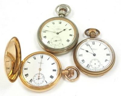 Lot 257 - Mixed Lot:  Two rolled gold Waltham pocket...