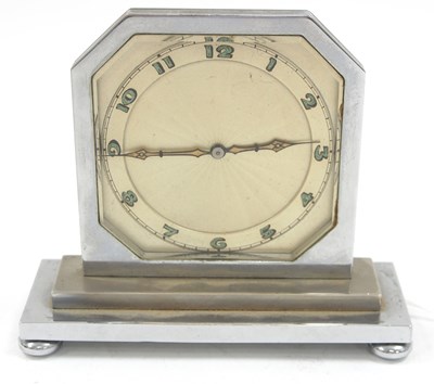 Lot 268 - A stainless steel Art Deco style clock,...