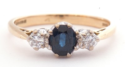 Lot 3 - 18ct gold sapphire and diamond three stone...