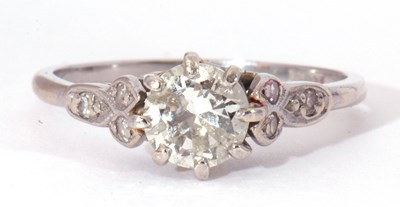 Lot 10 - Precious metal single stone diamond ring...