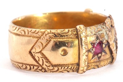 Lot 17 - Antique 18ct gold ruby and diamond heart...