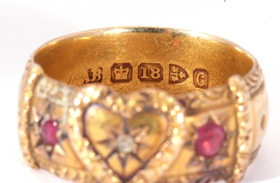 Lot 17 - Antique 18ct gold ruby and diamond heart...