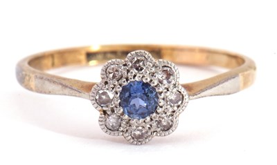 Lot 18 - Sapphire and diamond cluster ring, the round...