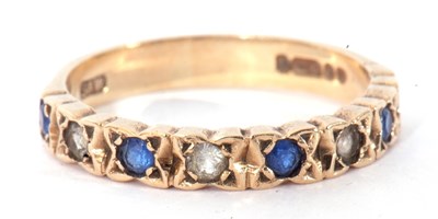 Lot 35 - 9ct gold white and blue stone half hoop ring,...
